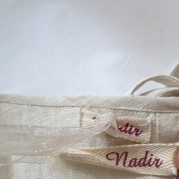 Boho Top Sleeveless Cotton Beige Ruffle Medium India Back Ties Lace Neck NADIR - Picture 6 of 9